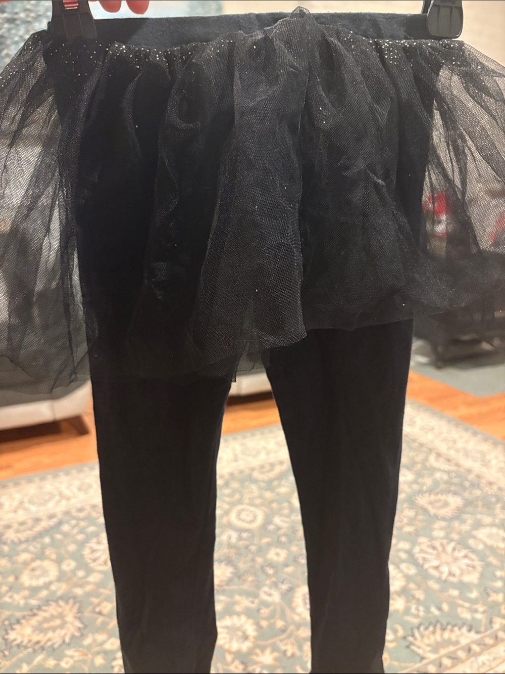 Girls Black Tulle Skorted Leggings